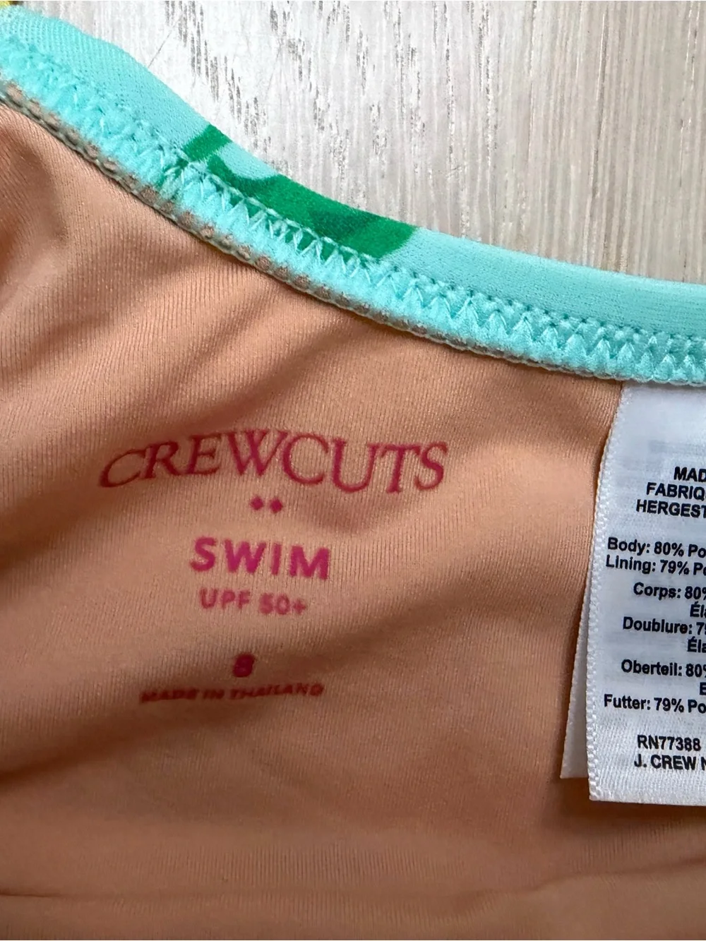 J. Crew Girls Aqua Lemon Print Ruffle Strap Two-Piece Swim Set